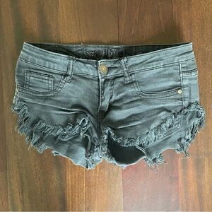 Frayed Hem Denim Micro-Shorts